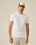 Men's T-Shirt Slim Fit Short Sleeve Crewneck Cotton Vibrant Embroidered Duck Heart Point Chest - White