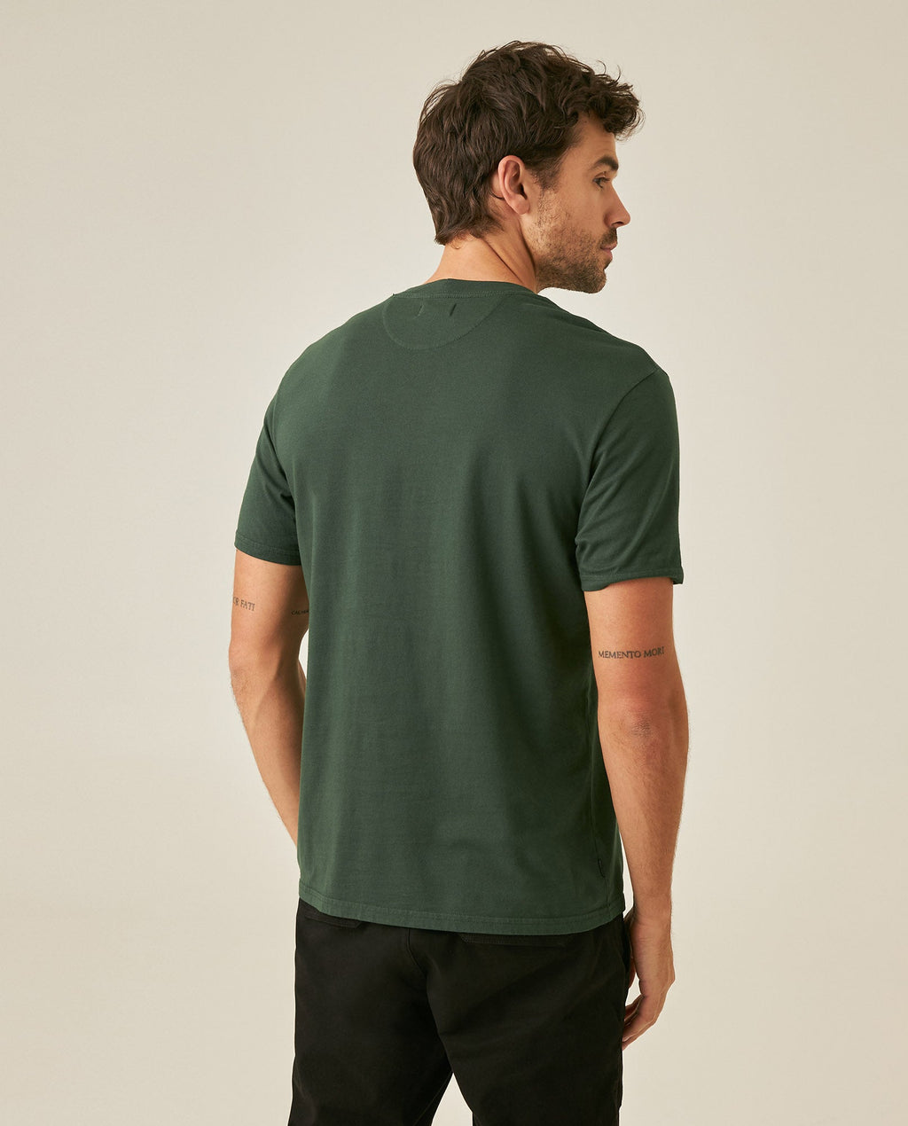 Men's T-Shirt Slim Fit Short Sleeve Crewneck Cotton Vibrant Embroidered Duck Heart Point Chest - Dark Green
