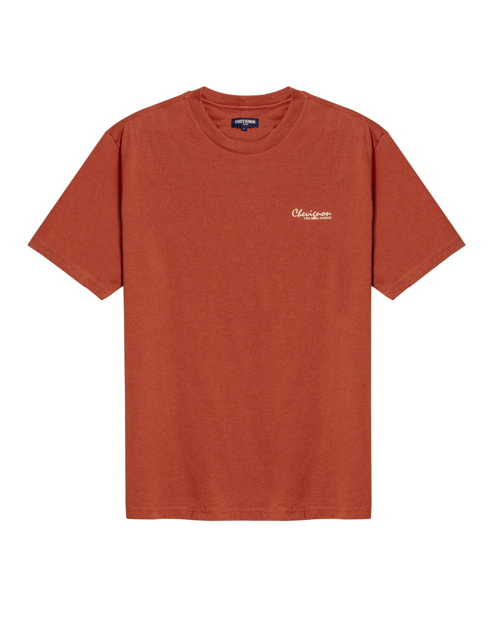 Men's T-Shirt Slim Fit Short Sleeve Cotton Jersey Medium Weight Front Graphic Back Superprint - Brown