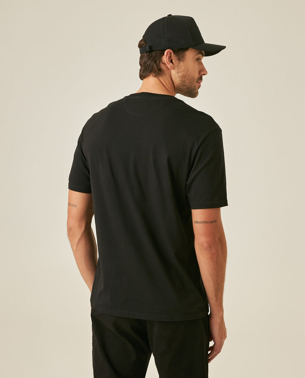 Men's T-Shirt Classic Fit Short Sleeve Cotton Jersey Normalized Patch-Style Graphics - Black