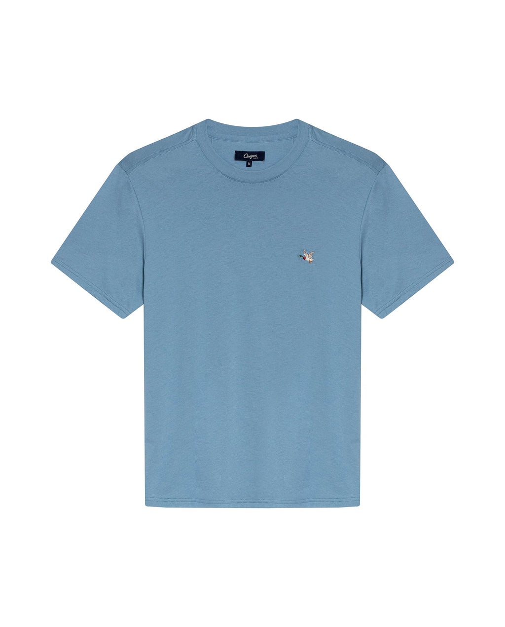 Men's T-Shirt Slim Fit Short Sleeve Crewneck Pima Cotton Vibrant Embroidered Duck Heart Point - Blue