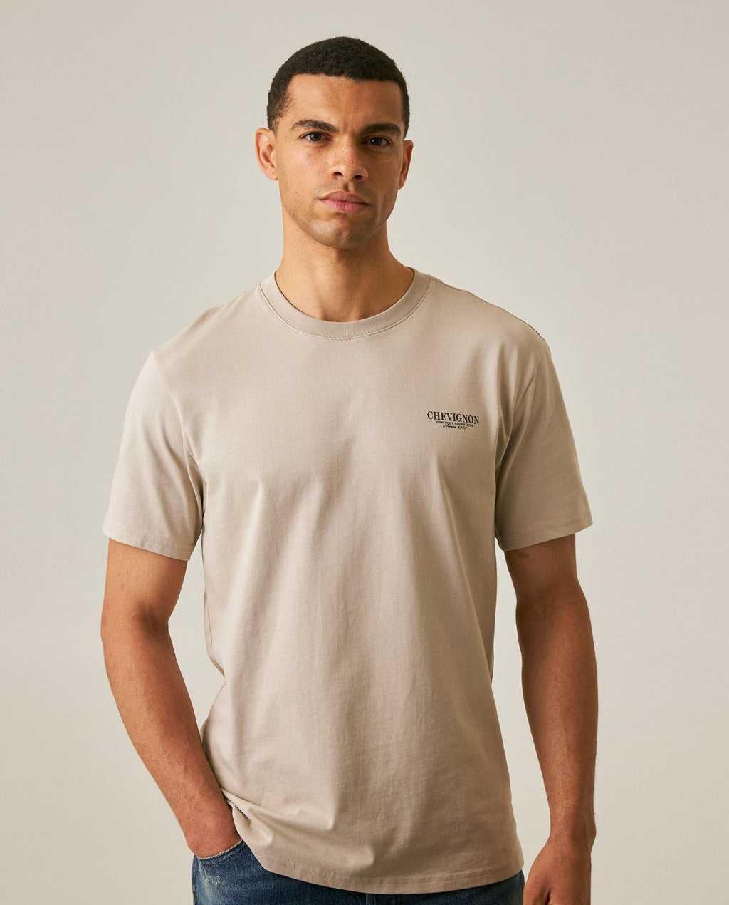 Men's T-Shirt Classic Fit Short Sleeve Cotton Jersey Polonia Rustic Vintage Heart Point Print Back Appliqué - Gray