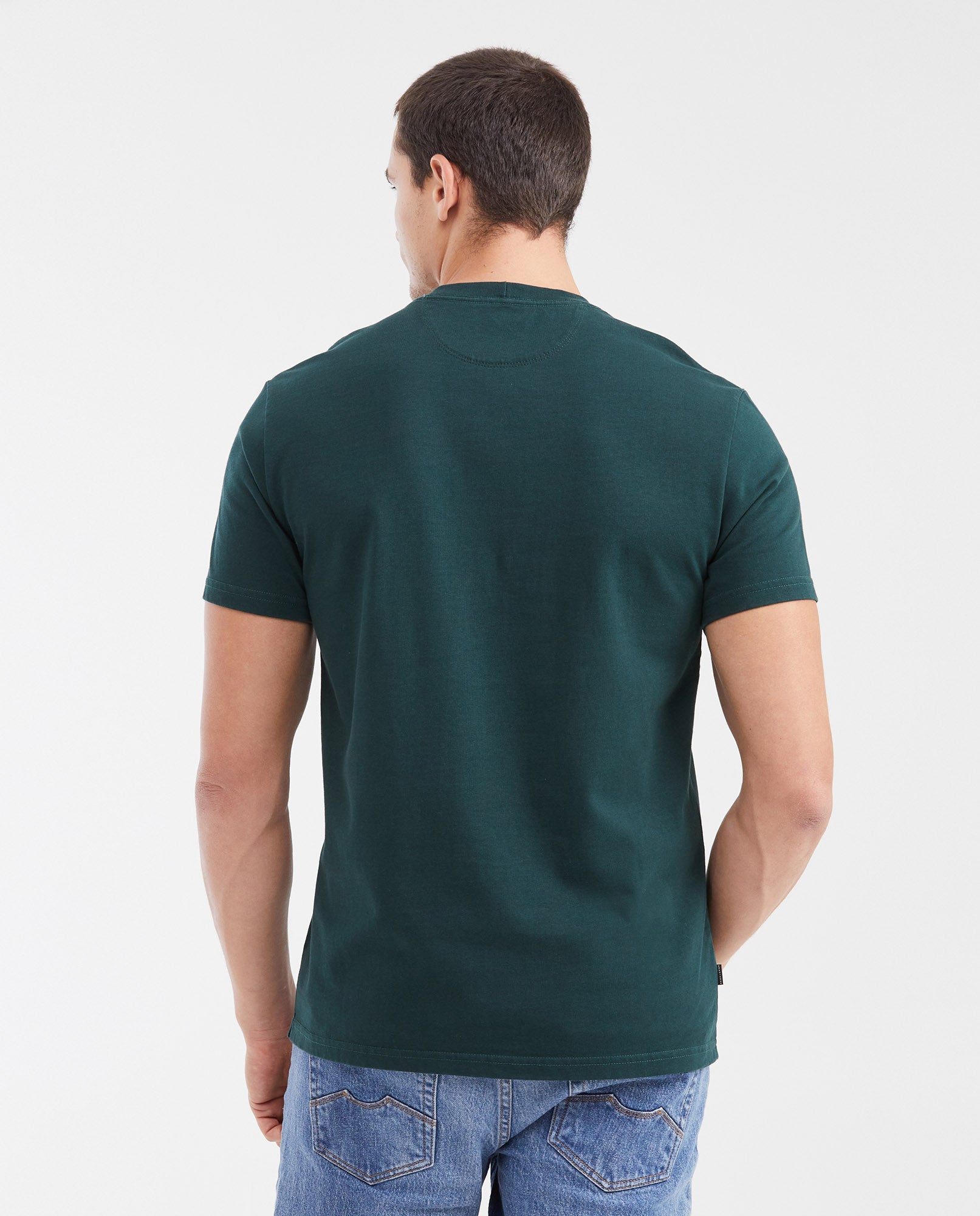 Men's T-Shirt Classic Fit Crew Neck with Print - Green