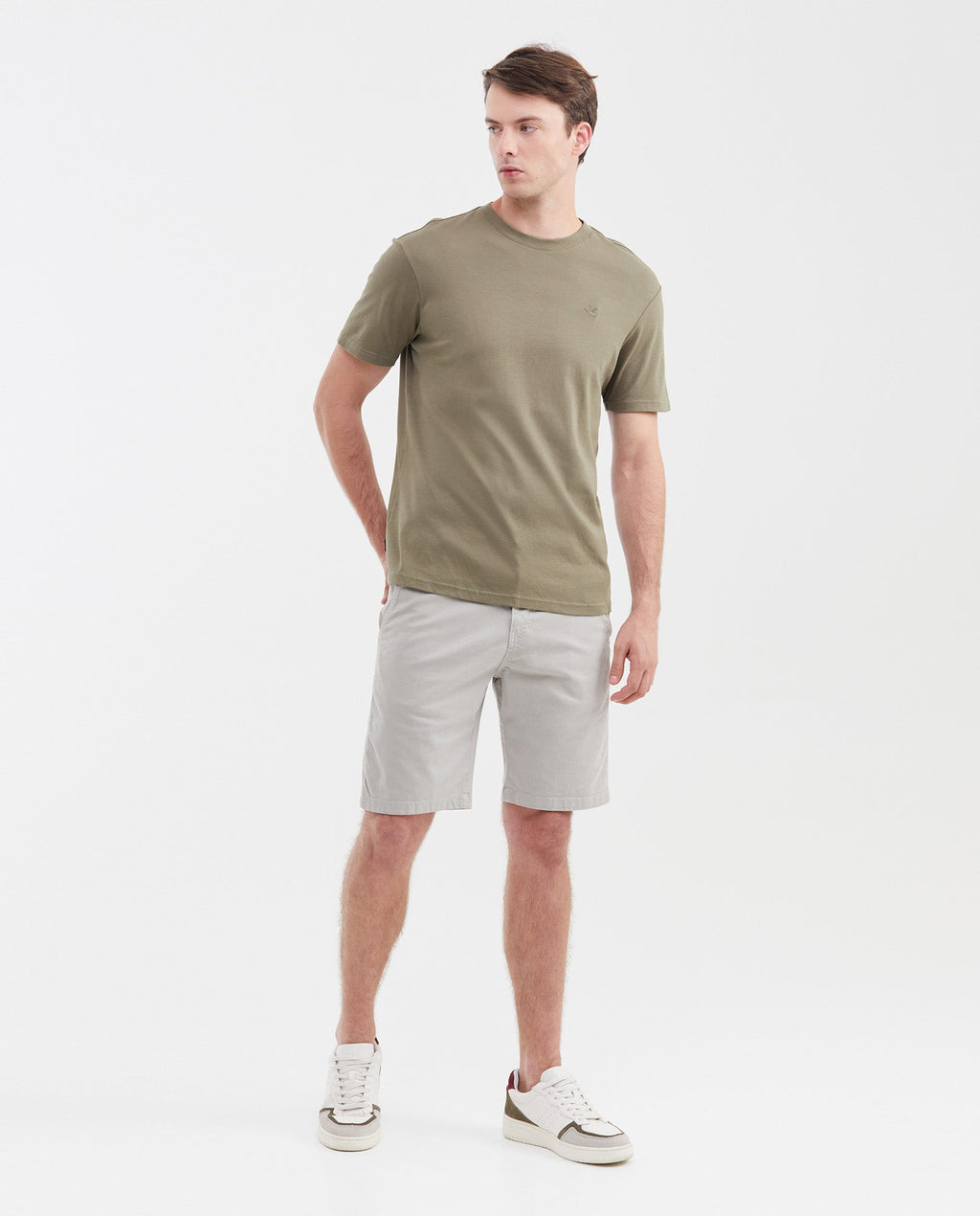 Basic Slim Fit T-Shirt with Round Neck in Double Knit Cotton for Men - Green