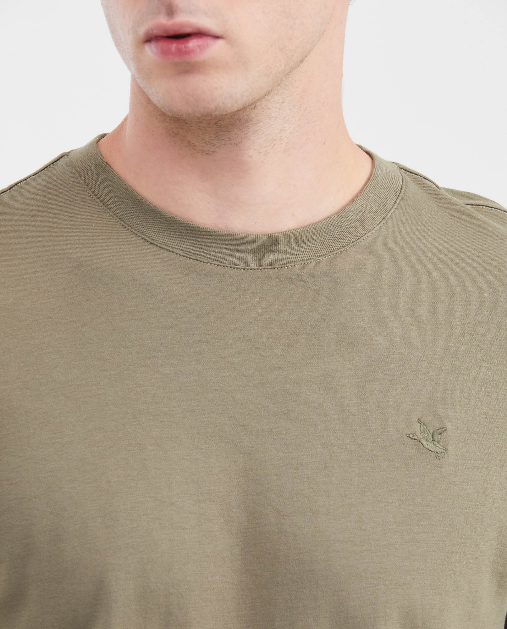 Basic Slim Fit T-Shirt with Round Neck in Double Knit Cotton for Men - Green