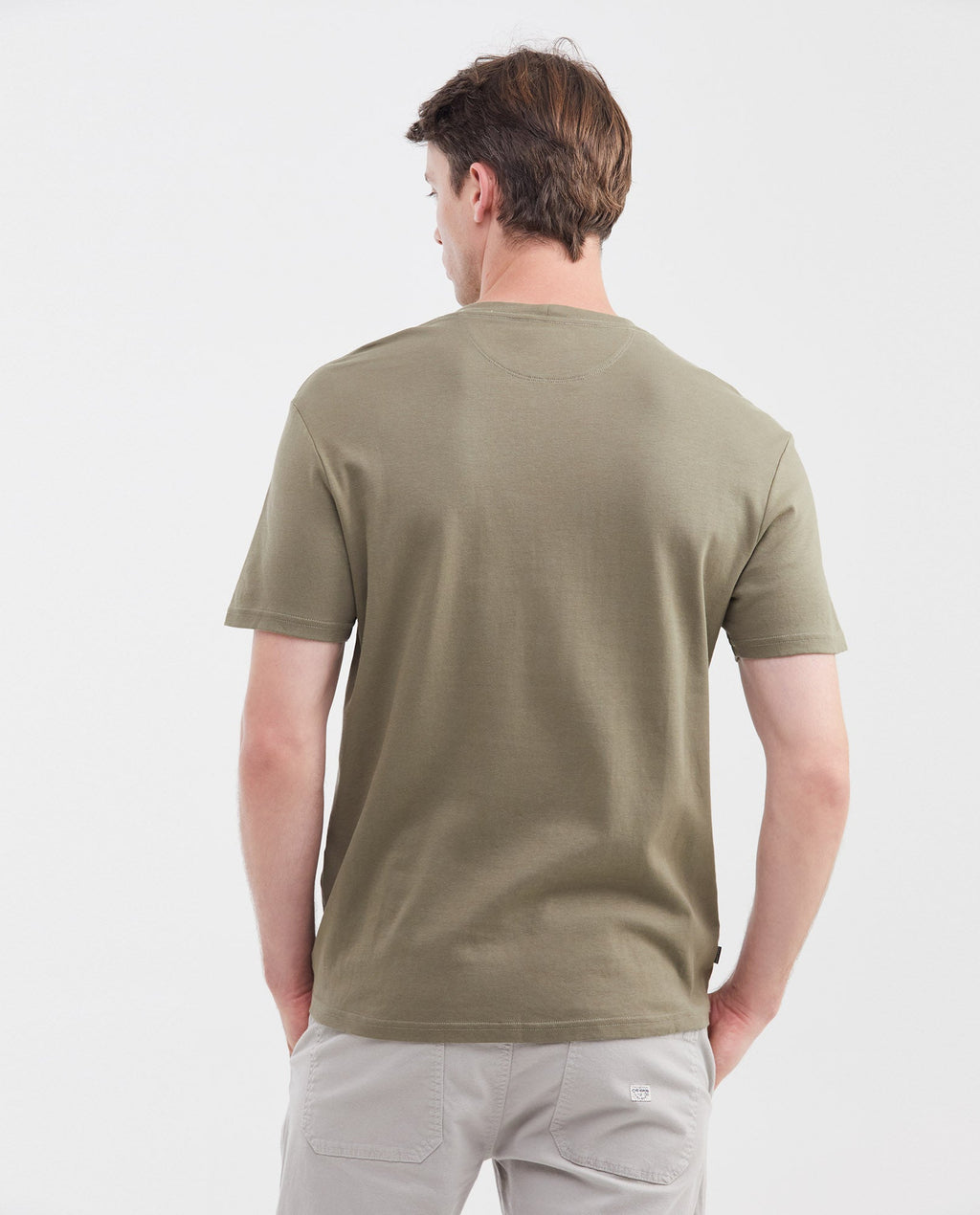 Basic Slim Fit T-Shirt with Round Neck in Double Knit Cotton for Men - Green
