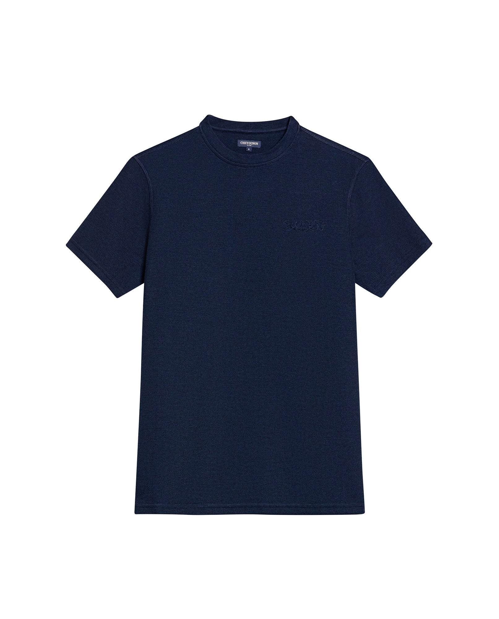 Men's Textured Slim Fit T-shirt in Cotton-Polyester Blend Dockside