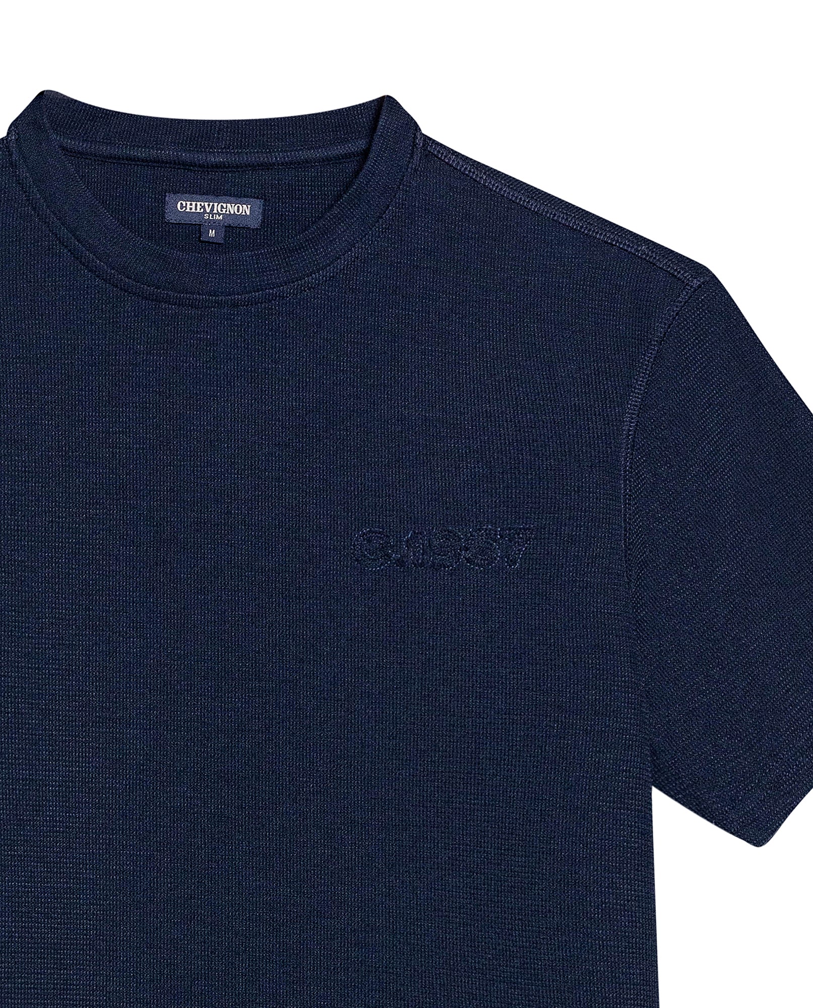 Men's Textured Slim Fit T-shirt in Cotton-Polyester Blend Dockside