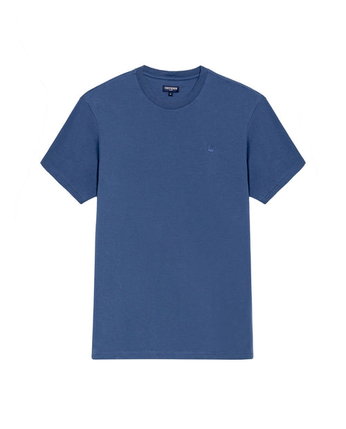 Men's Embroidered Slim Fit T-shirt in Cotton Twilight
