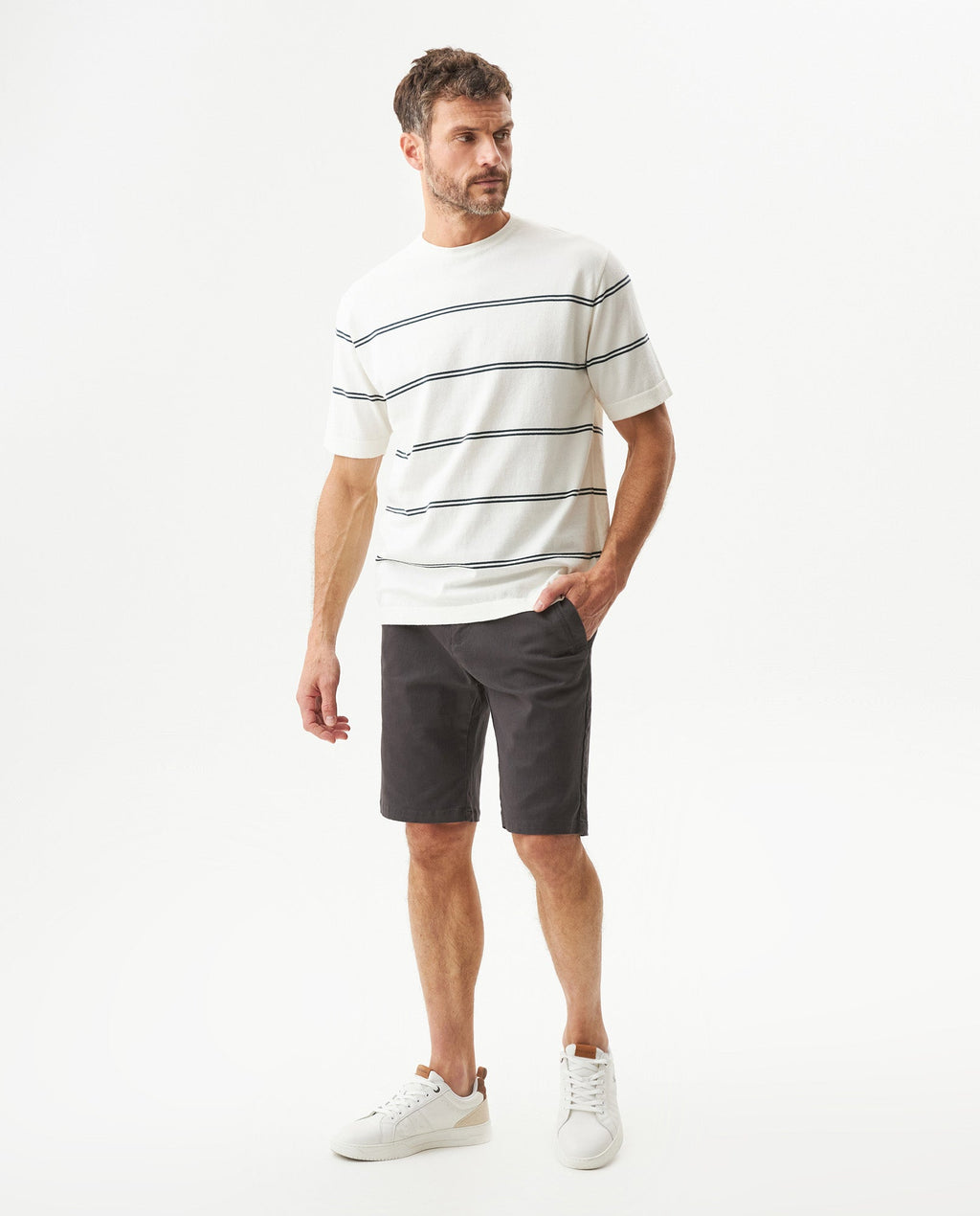 Men's Contrast Stripe Knit T-shirt Midnight